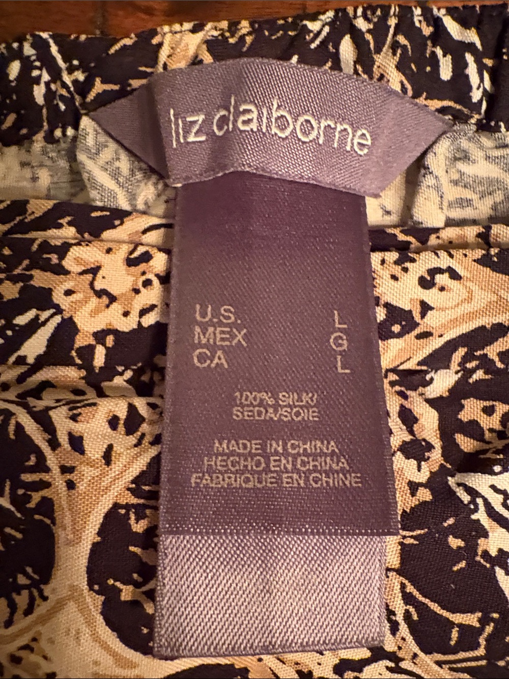 GORGEOUS Liz Claiborne Black/Cream Maxi Wrap Skirt -Large - Silk, Classy, Luxury - Picture 3 of 10